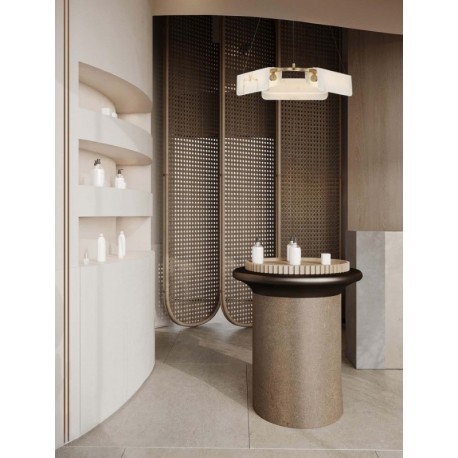 Triac Dimmable Brass Gold Steel, Aluminium Imitated Alabaster LED 34 Watt 220-240Volt 2146Lm 3000K IP20 D: 63 H: 130 cm - PN