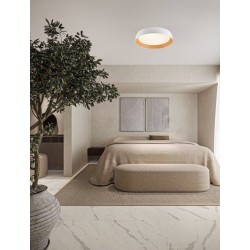 Triac Dimmable Sandy White & Wood colour Aluminium, Metal & Acrylic LED 50Watt 220-240Volt 4201Lm 3000K IP20 D: 60 H: 12 cm -