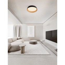 Triac Dimmable Sandy Black & Wood colour Aluminium, Metal & Acrylic LED 50Watt 220-240Volt 4201Lm 3000K IP20 D: 60 H: 12 cm - 