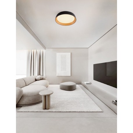 Triac Dimmable Sandy Black & Wood colour Aluminium, Metal & Acrylic LED 50Watt 220-240Volt 4201Lm 3000K IP20 D: 60 H: 12 cm - 