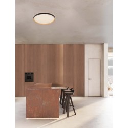 Triac Dimmable Sandy Black & Wood Colour Metal, Aluminium & Acrylic LED 55 Watt 220-240Volt 4760Lm 2700 + 3000K IP20 Dip Swit