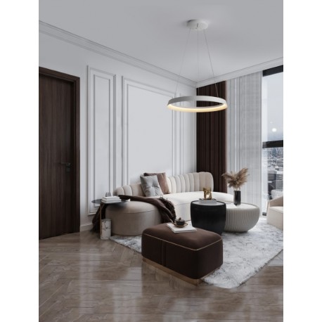 Triac Dimmable Sandy White Aluminium & Acrylic LED 52 Watt 220-240Volt 3717Lm IP20 2700 + 3000K Dip Switch D: 60 H: 150 cm - 