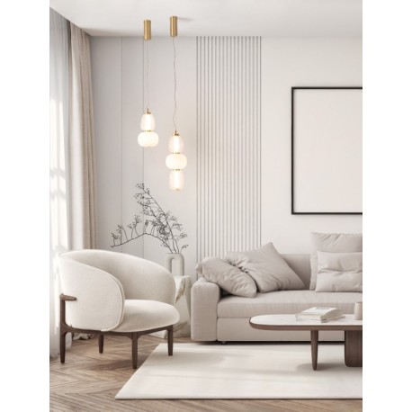 Triac Dimmable Clear & Opal Glass Platinum Gold Metal Base LED 28 Watt 220-240 Volt 3748Lm 3000K IP20 D:17 H: 120 cm - PNL903