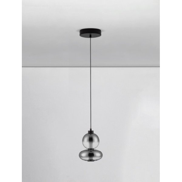 Triac Dimmable Matt Black Metal & Smoky Gray Glass LED 12 Watt 220-240 Volt 1636Lm 3000K IP20 D: 20 H: 158 cm - PNL9030554 - 