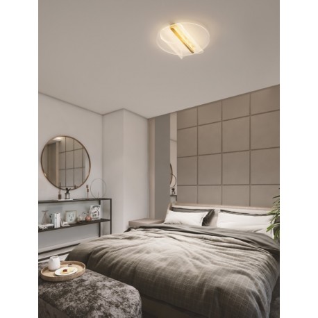 Triac Dimmable Brass Gold Aluminium & Acrylic LED 20 Watt 220-240 Volt 1106Lm 3000K IP20 D:45 W:55 H:13 cm - PNL9030646 - NOVAL