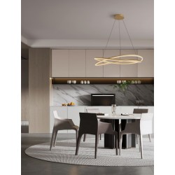 Dimming With Remote Brass Gold Aluminium & Structured Acrylic LED 68 Watt 220-240 Volt 5637Lm 3000K IP20 Included Remote Cont