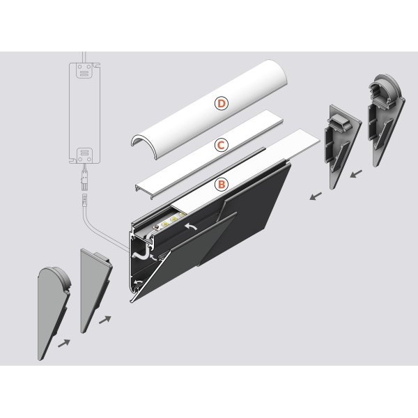 Profile LED Mur Anodisé 1000mm