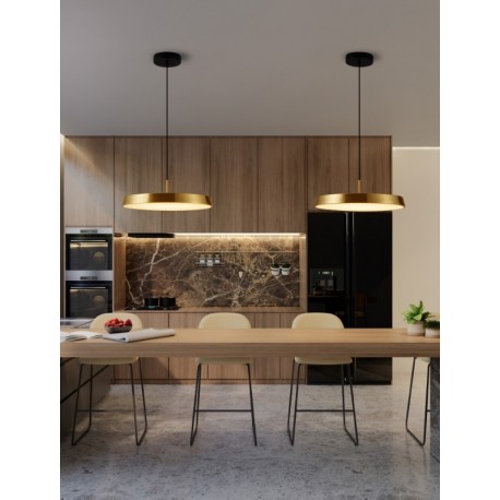 Satin Gold Aluminium & Acrylic Black Fabric Wire LED 37 Watt 220-240 Volt 4275Lm 3000K IP20 D: 50 H: 130 cm - PNL9223416 - NOV