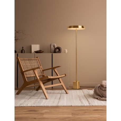 Satin Gold Aluminium & Acrylic Black Fabric Wire LED 33 Watt 220-240 Volt 2666Lm 3000K IP20 Switch On/Off Cable Length 250 cm