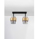 Smoky Glass Sandy Black & Brass Gold Metal LED E27 2x12 Watt 100-240 Volt IP20 bulb excluded L: 47 W: 17 H: 20 cm - PNL9236387 