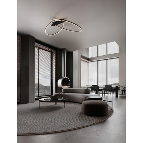 Triac Dimmable Sandy Black Steel, Aluminium & Silicone LED 42 Watt 220-240Volt 1923Lm 3000K IP20 D: 72 W: 59 H: 30 cm - PNL