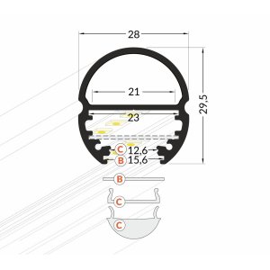 Profile LED Ovale 1000mm