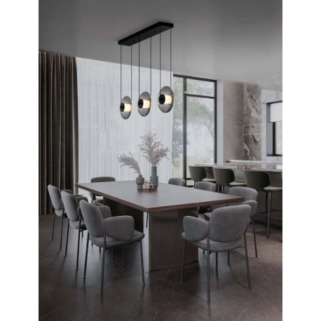 Triac Dimmable Sandy Black Metal & Smoky Gray Glass LED 24 Watt 220-240 Volt 660Lm 3000K IP20 L: 85 W: 26 H: 169 cm - PNL941