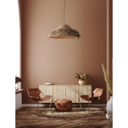 Natural Seagrass Black Fabric Wire & Base LED E27 1x12 Watt 100-240 Volt Bulb Excluded IP20 D:86 H1:30 H2:200cm - PNL9586513 -