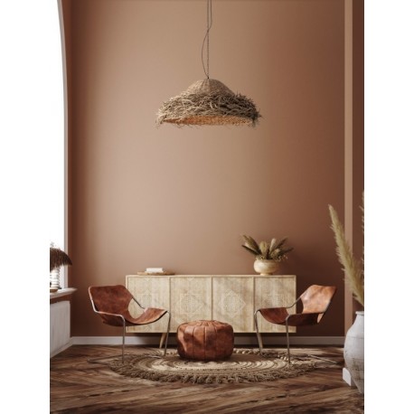 Natural Seagrass Black Fabric Wire & Base LED E27 1x12 Watt 100-240 Volt Bulb Excluded IP20 D:86 H1:30 H2:200cm - PNL9586513 -