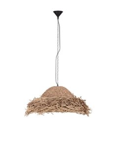 Natural Seagrass Black Fabric Wire & Base LED E27 1x12 Watt 100-240 Volt Bulb Excluded IP20 D:86 H1:30 H2:200cm - PNL9586513 - 2
