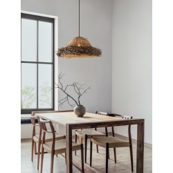 Natural Seagrass Black Fabric Wire & Base LED E27 3x12 Watt 100-240 Volt Bulb Excluded IP20 D:65 H1:28 H2:200cm - PNL9586515 -