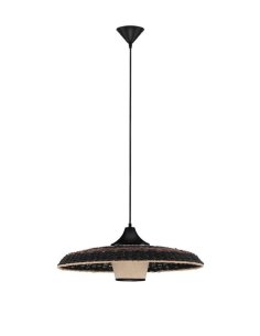 Colourful Natural Rattan Black & Brown Black Fabric Wire & Base LED E27 1x12 Watt 100-240 Volt Bulb Excluded IP20 D:61 H1:13 2