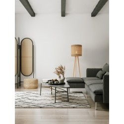 Dried Water Hyacinth Natural Wood Base Black Fabric Wire Cable Length:350cm LED E27 1x12 Watt 100-240 Volt Bulb Excluded Swit