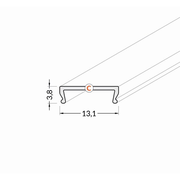 Diffuseur Clip 15.4mm - Blanc - 1000mm