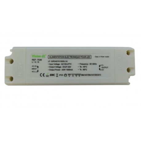 Alimentation LED 27V-42V DC 42W IP20