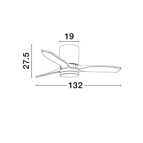 Sandy Black Metal & Acrylic Natural Wood Color Blades LED 18 Watt 2190Lm 220-240Volt IP20 3000-4000-6500K 40Watt Rated Power 
