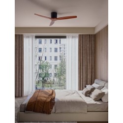 Sandy Black Metal Base & Dark Wood Color Blades 40 Watt Fan Rated Power & 6 Speeds 220-240Volt IP20 With No Light With Remot