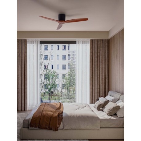 Sandy Black Metal Base & Dark Wood Color Blades 40 Watt Fan Rated Power & 6 Speeds 220-240Volt IP20 With No Light With Remot