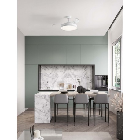 Matt White Metal & Abs LED 36 Watt 4100Lm 220-240Volt IP20 3000-4000-6500K 40Watt Rated Power & 6 Speeds With Remote Control 