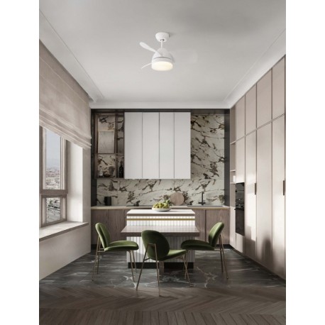 Matt White Metal & Abs White Color Blades LED 18 Watt 2190Lm 220-240Volt IP20 3000-4000-6500K 40Watt Rated Power & 6 Speeds W