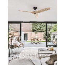 Black & Wood 40 Watt 5 Speed DC Fan Control Remote Control Included L: 132 W: 15 H: 38.6cm - PNL9953199 - NOVALUCE