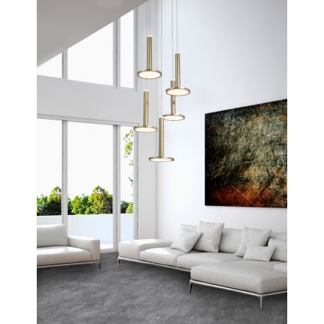 Brass Gold Aluminium & Acrylic LED 47 Watt 230 Volt 2665Lm 3000K IP20 D: 41 H: 150 cm Adjustable Height - PNL1703301202 - NOVAL