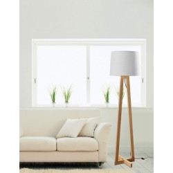 Natural Wood Sand White Shade Black Fabric Wire LED E27 1x12 Watt 230 Volt IP20 Bulb Excluded Cable Length: 200 cm L: 31 H 1: 35