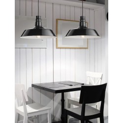 Shining Black Steel Outside Matt White Inside Black Fabric Wire LED E27 1x12 Watt 230 Volt IP20 Bulb Excluded D: 46 H1: 26 H2: 1