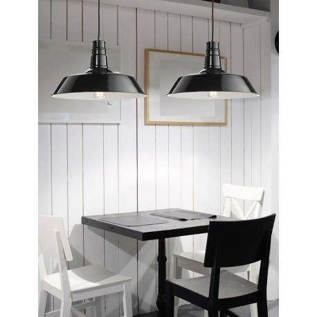 Shining Black Steel Outside Matt White Inside Black Fabric Wire LED E27 1x12 Watt 230 Volt IP20 Bulb Excluded D: 46 H1: 26 H2: 1