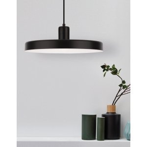 Matt Black Steel Outside Shiny White Steel Inside Black Fabric Wire LED E27 1x12 Watt 230 Volt IP20 Bulb Excluded D: 36 H1: 4 H