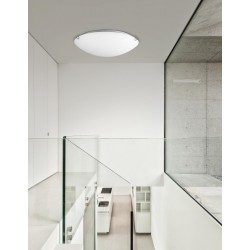 White Satinated Glass Chrome Metal LED E27 2x12 Watt 230 Volt IP20 Bulb Excluded Packing 6 pcs D: 40 H: 9.5 cm - PNL600402 - NOV