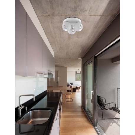 Matt White Aluminium LED GU10 3x10 Watt 230 Volt IP20 Bulb Excluded D: 25 H: 15 cm Rotating - PNL665002 - NOVALUCE