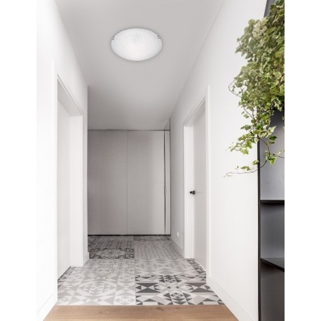 White & Clear Structured Glass Chrome Metal LED E27 2x12 Watt 230 Volt IP20 Bulb Excluded D: 30 H: 8 cm - PNL702202 - NOVALUCE