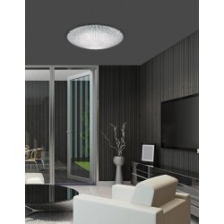 White & Clear Structured Glass Chrome Metal LED E27 3x12 Watt 230 Volt IP20 Bulb Excluded D: 40 H: 9.5 cm - PNL702203 - NOVALUCE