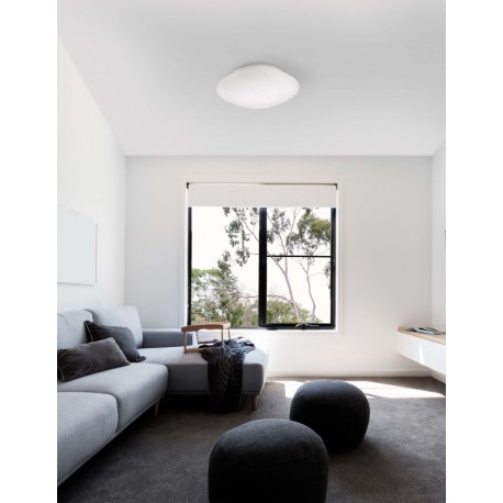 White Glass White Metal LED E27 1x12 Watt 230 Volt IP44 Bulb Excluded D: 25 H: 11 cm - PNL838122 - NOVALUCE