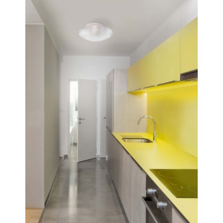 Glear Glass White Metal LED E27 1x12 Watt 230 Volt IP44 Bulb Excluded D: 25 H: 11 cm - PNL838123 - NOVALUCE