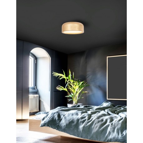 Metal & Acrylic Diffuser Gold Leaf Outside Matt White Inside LED E27 2x12 Watt 230 Volt IP20 Bulb Excluded D: 35 H: 13 cm - PNL9