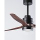 Fan Matt Black Steel & Glass Brown Wood D: 132 H: 35-48 cm 5 Speed Remote, 64cm Blade DC 40W,AC220-240V 4000CFM 200RPM,<30 dB,5.
