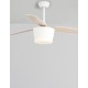 Fan Steel & Glass Wood Blades White or Oak,Reversible Blades,D: 132 H: 38-51 cm 5 Speed Remote, 60.5cm Blade DC 40W,AC220-240V 4