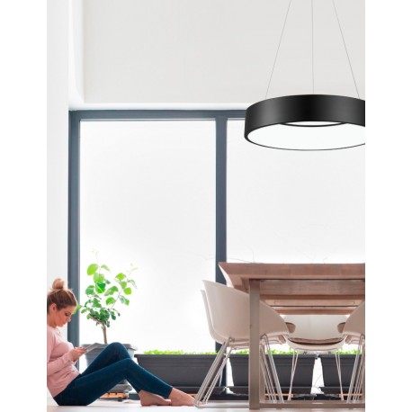 Black Aluminium & Acrylic LED 42 Watt 230 Volt 3010Lm 3000K IP20 D: 60 H: 120 cm Adjustable Height - PNL6167220 - NOVALUCE