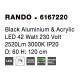 Black Aluminium & Acrylic LED 42 Watt 230 Volt 3010Lm 3000K IP20 D: 60 H: 120 cm Adjustable Height - PNL6167220 - NOVALUCE