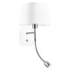 White & Chrome Aluminium White Fabric Shade Adjustable Switch On/Off LED 3 Watt 3000K 180Lm E27 1x12 Watt 230 Volt IP20 Bulb Exc
