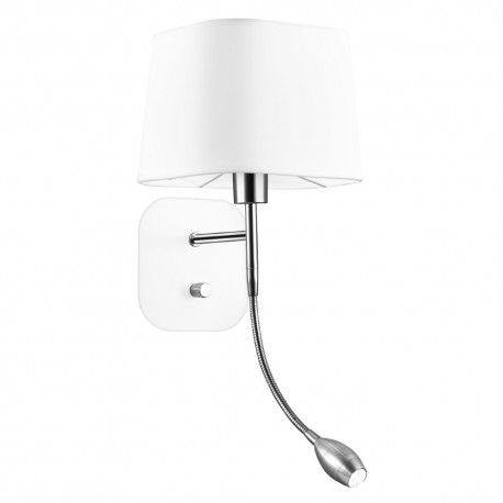 White & Chrome Aluminium White Fabric Shade Adjustable Switch On/Off LED 3 Watt 3000K 180Lm E27 1x12 Watt 230 Volt IP20 Bulb Exc