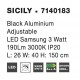 Black Aluminium Adjustable LED Samsung 3 Watt 190Lm 3000K IP20 Cable Length: 200 cm L: 26 W: 40 H: 150 cm - PNL7140183 - NOVALUC